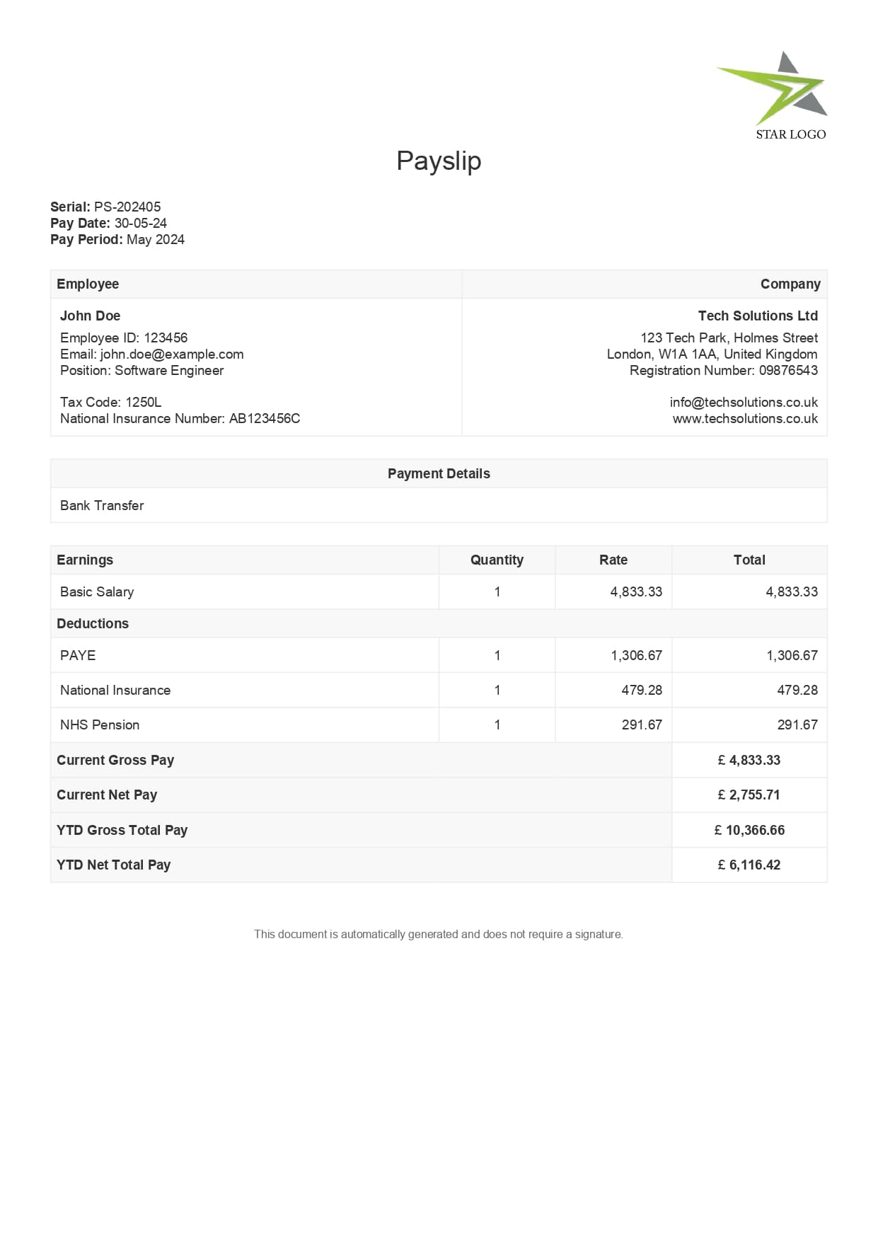 Payslip Template 2